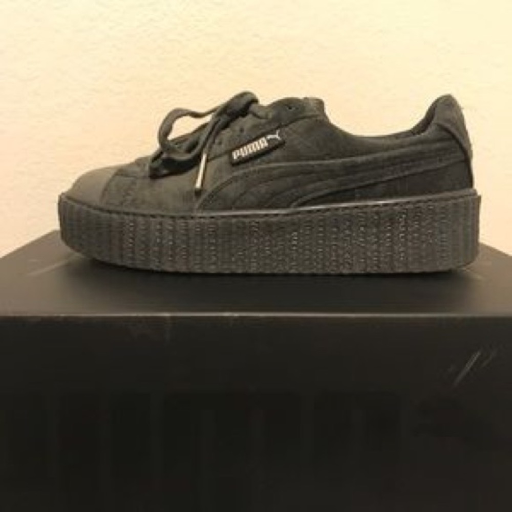 Charcoal Grey suede puma fenty sneakers